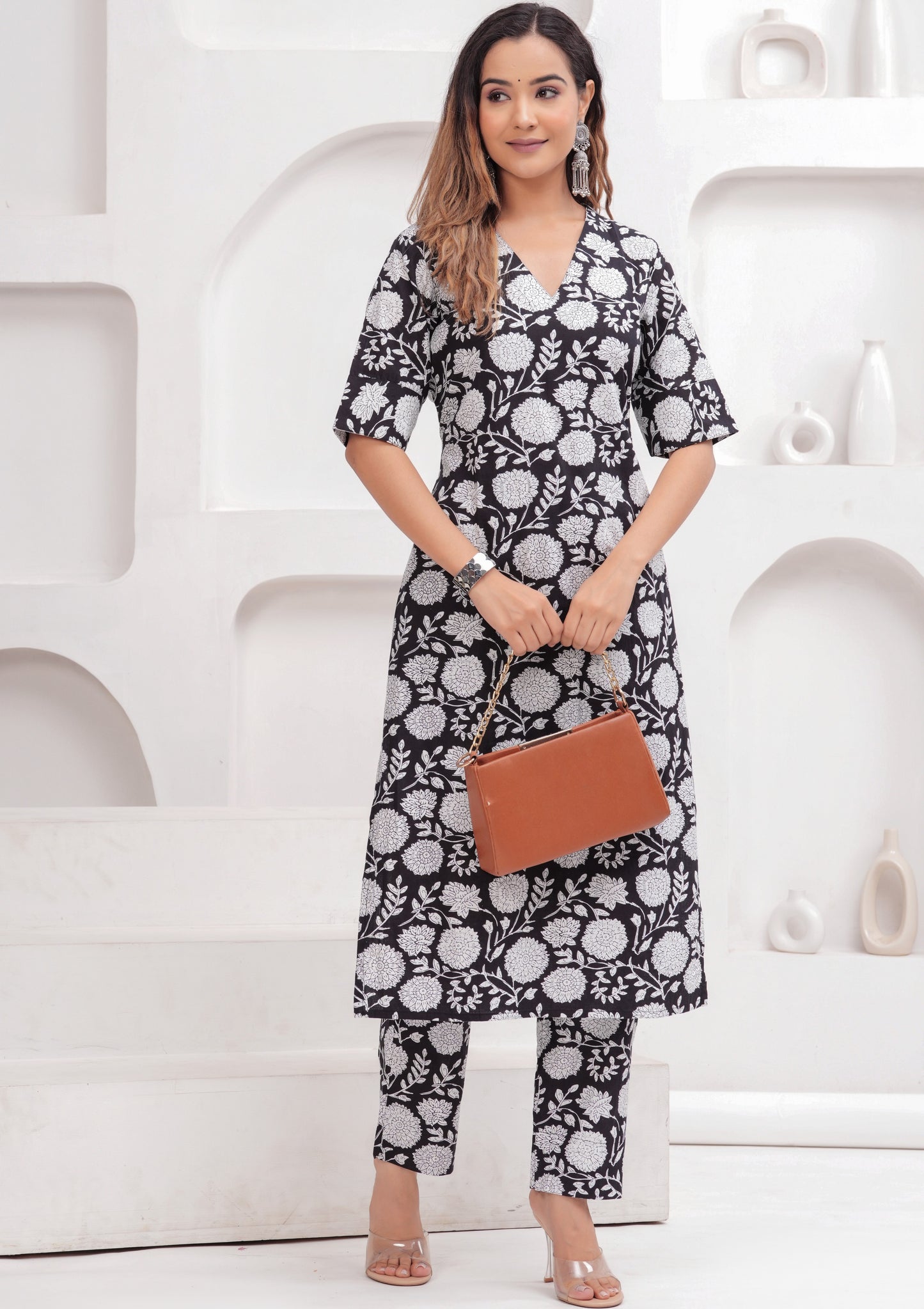 Pure Cotton Black Floral Co-ord set