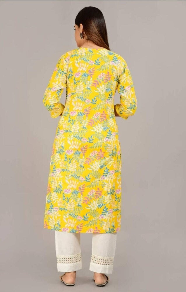 Plus Size Yellow Kurti with Pocket