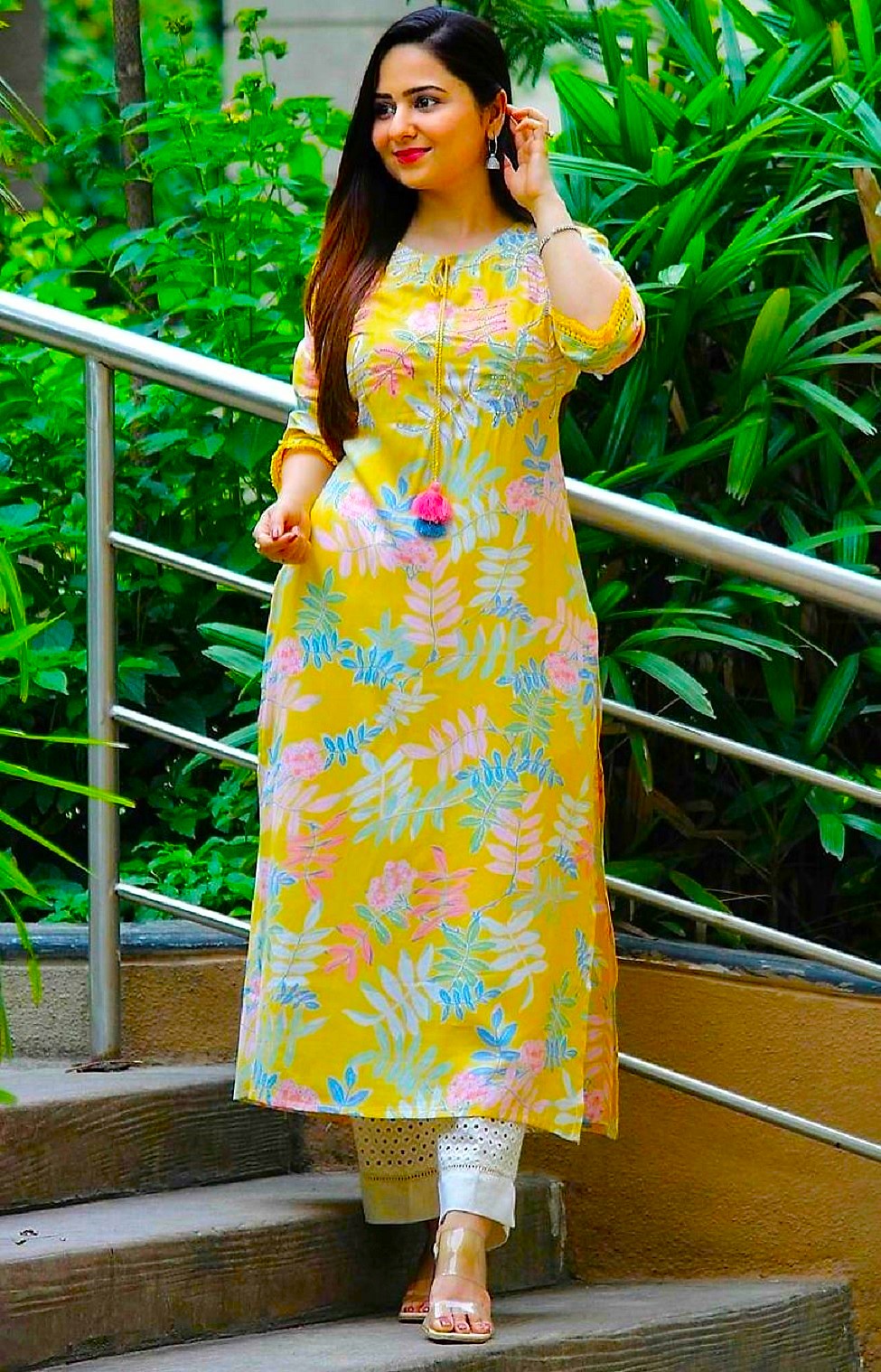 Plus Size Yellow Kurti with Pocket