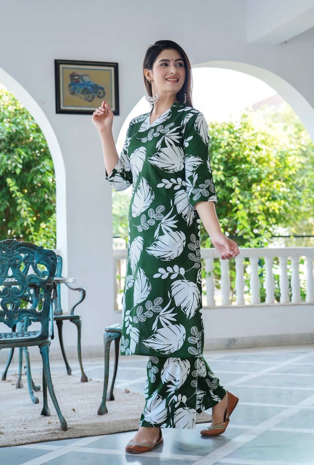 Printed Green Floral Co-ord set