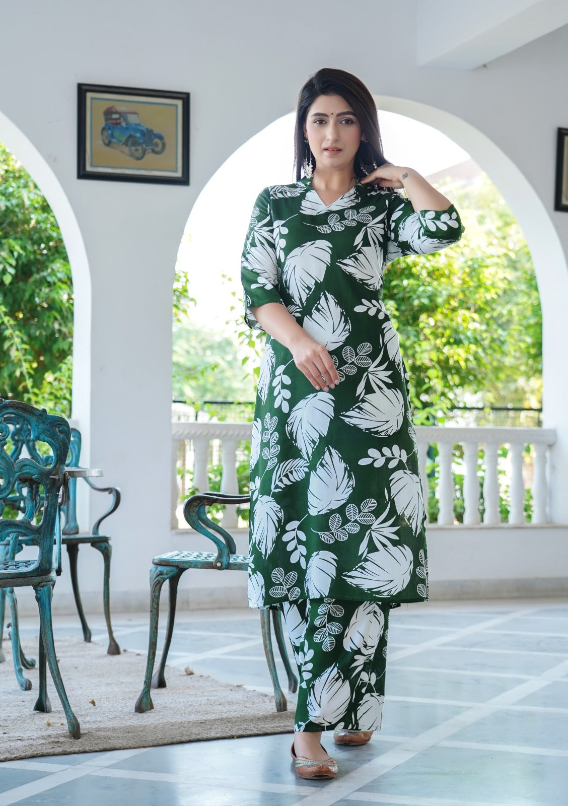 Printed Green Floral Co-ord set