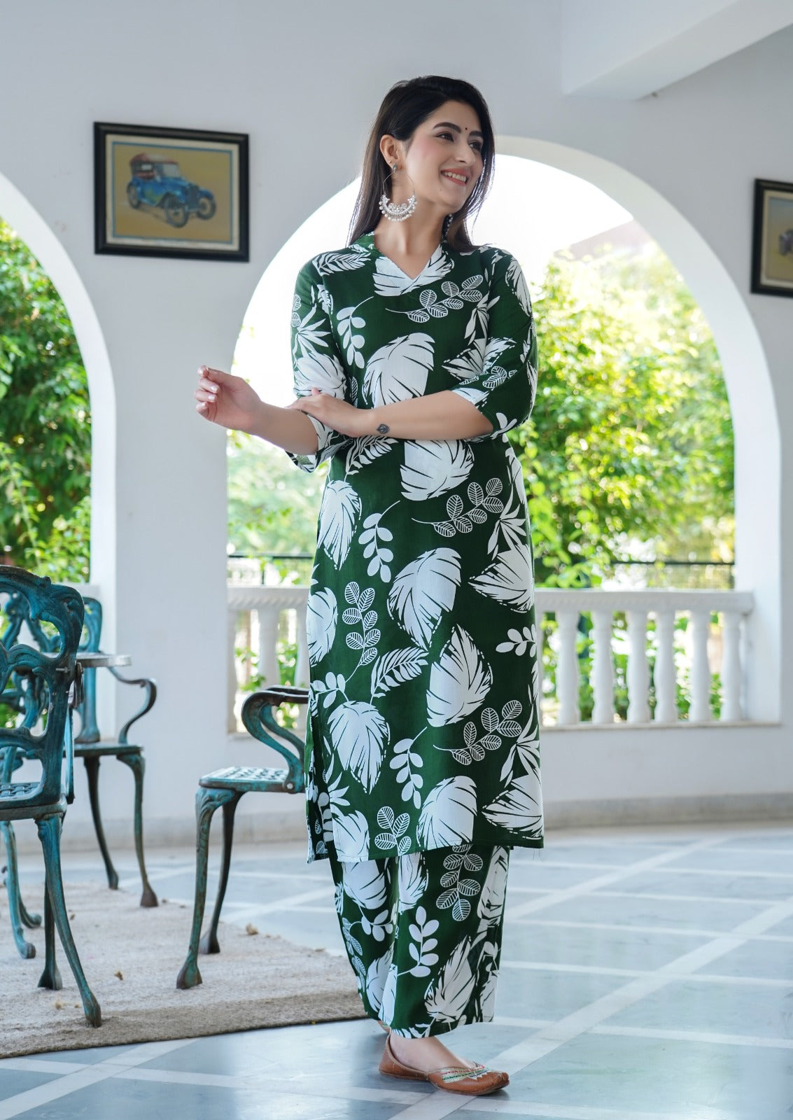 Printed Green Floral Co-ord set