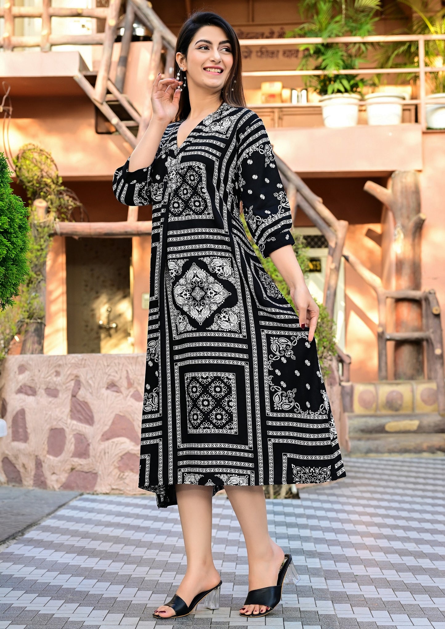 Black Rayon designer dress