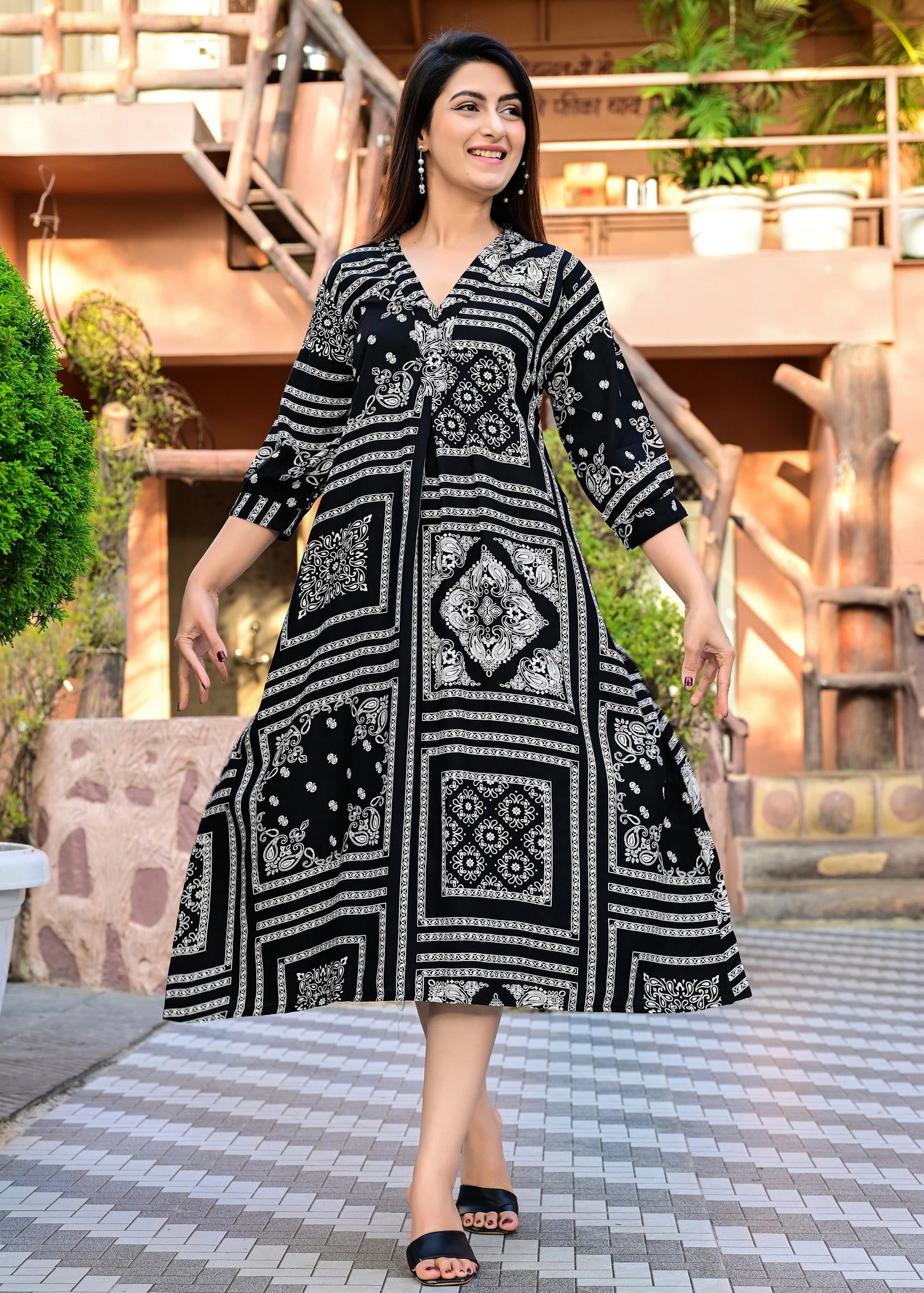 Black Rayon designer dress