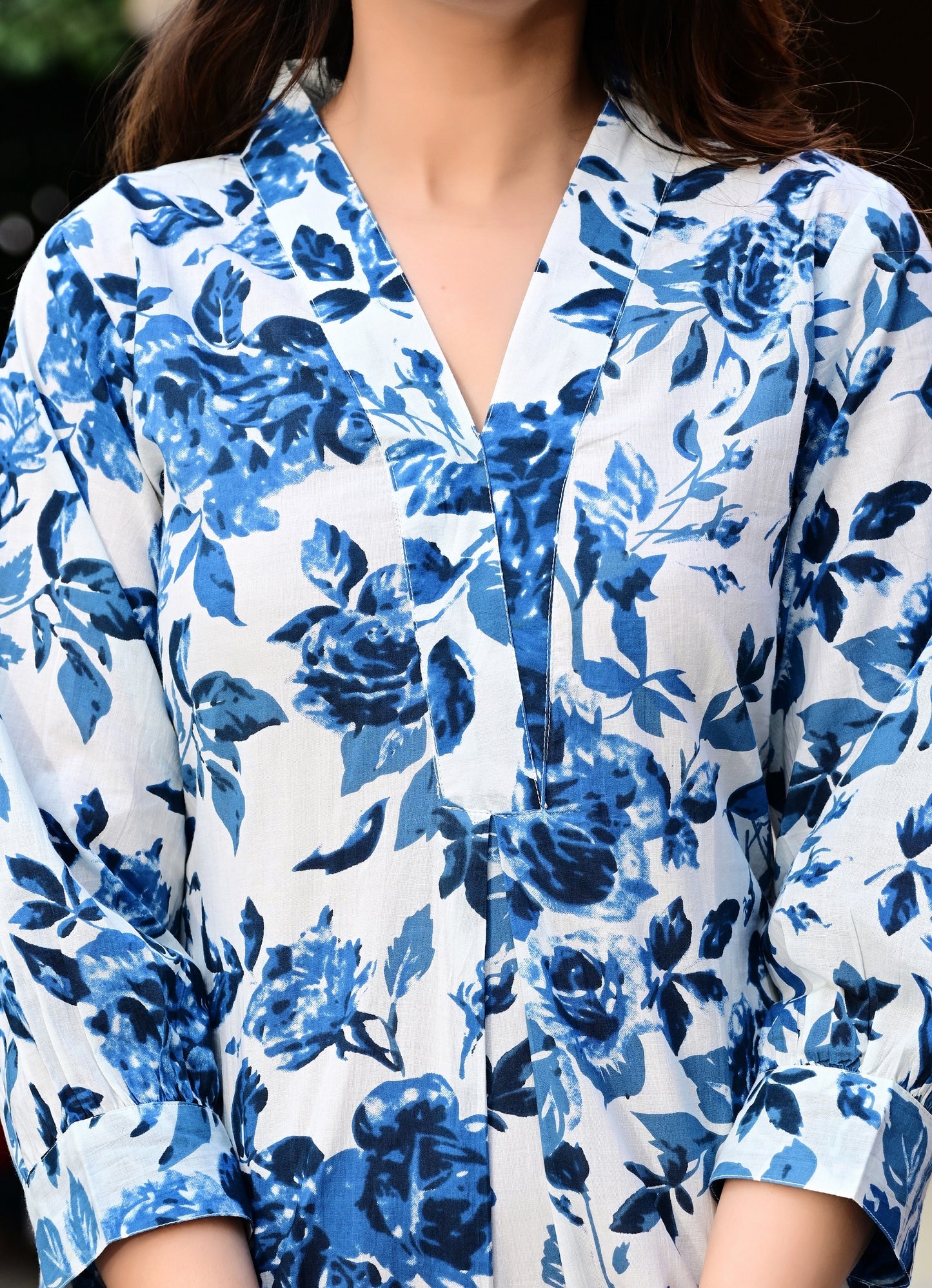 Pure Cotton Blue and white designer dress