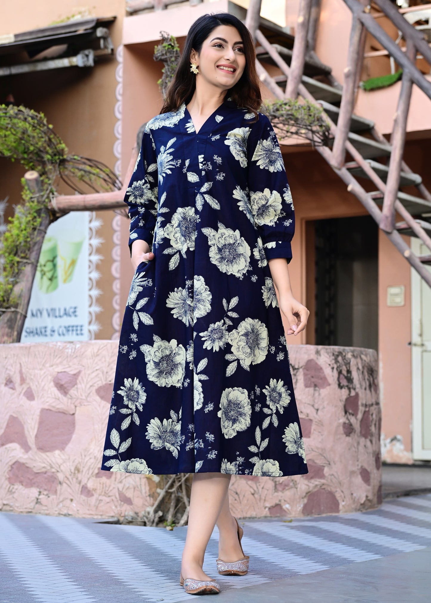 Pure Cotton Blue designer dress