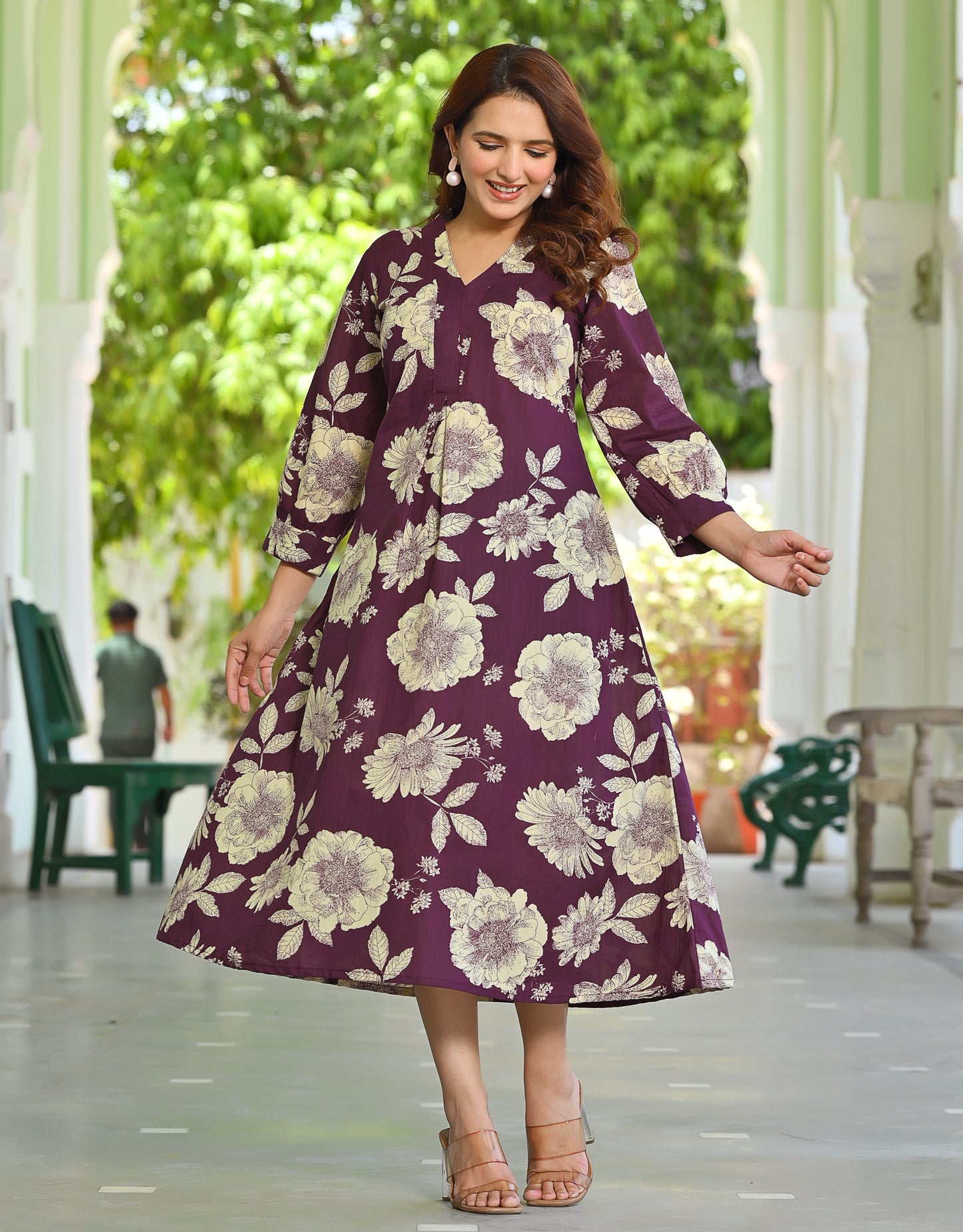 Pure Cotton Purple designer dress