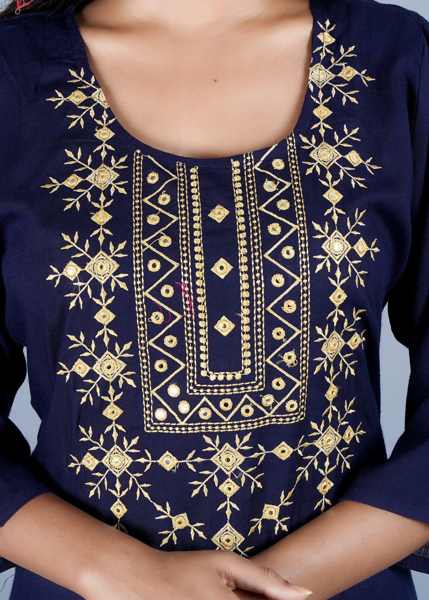 Blue Embroidered plus size Kurti