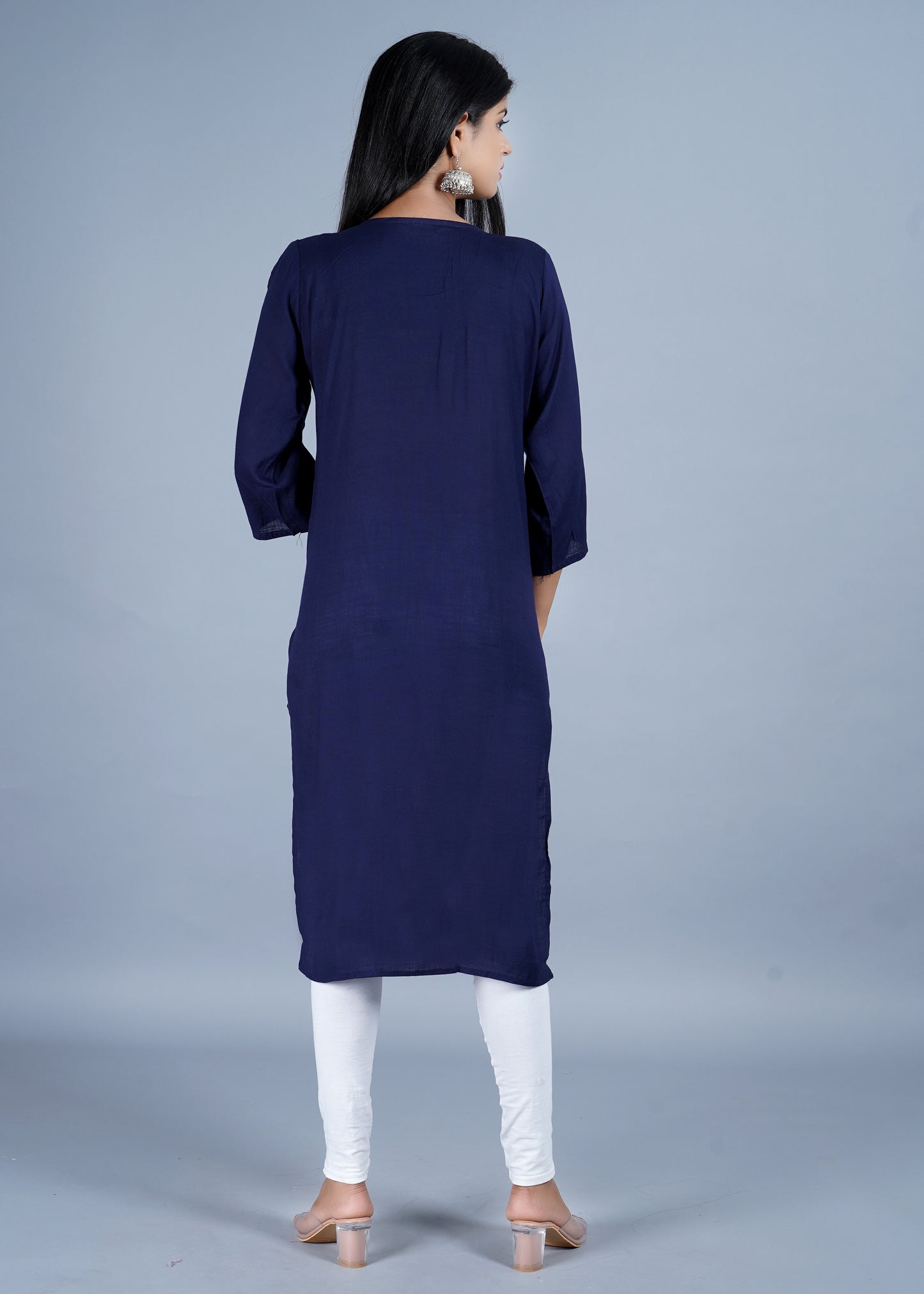 Blue Embroidered plus size Kurti