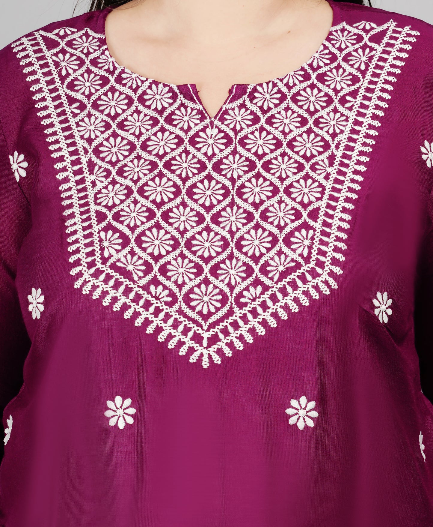 Trendy Plus size Purple Embroidery Kurti