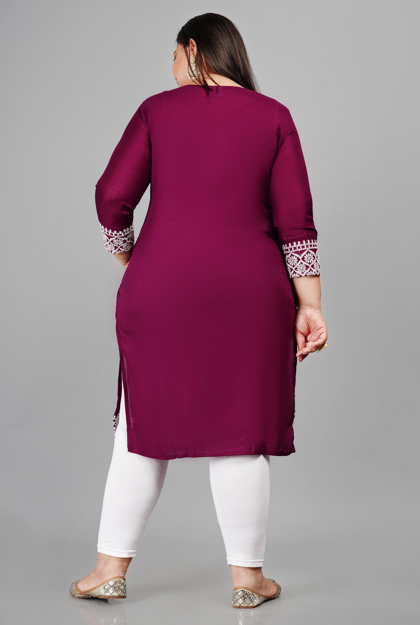 Trendy Plus size Purple Embroidery Kurti