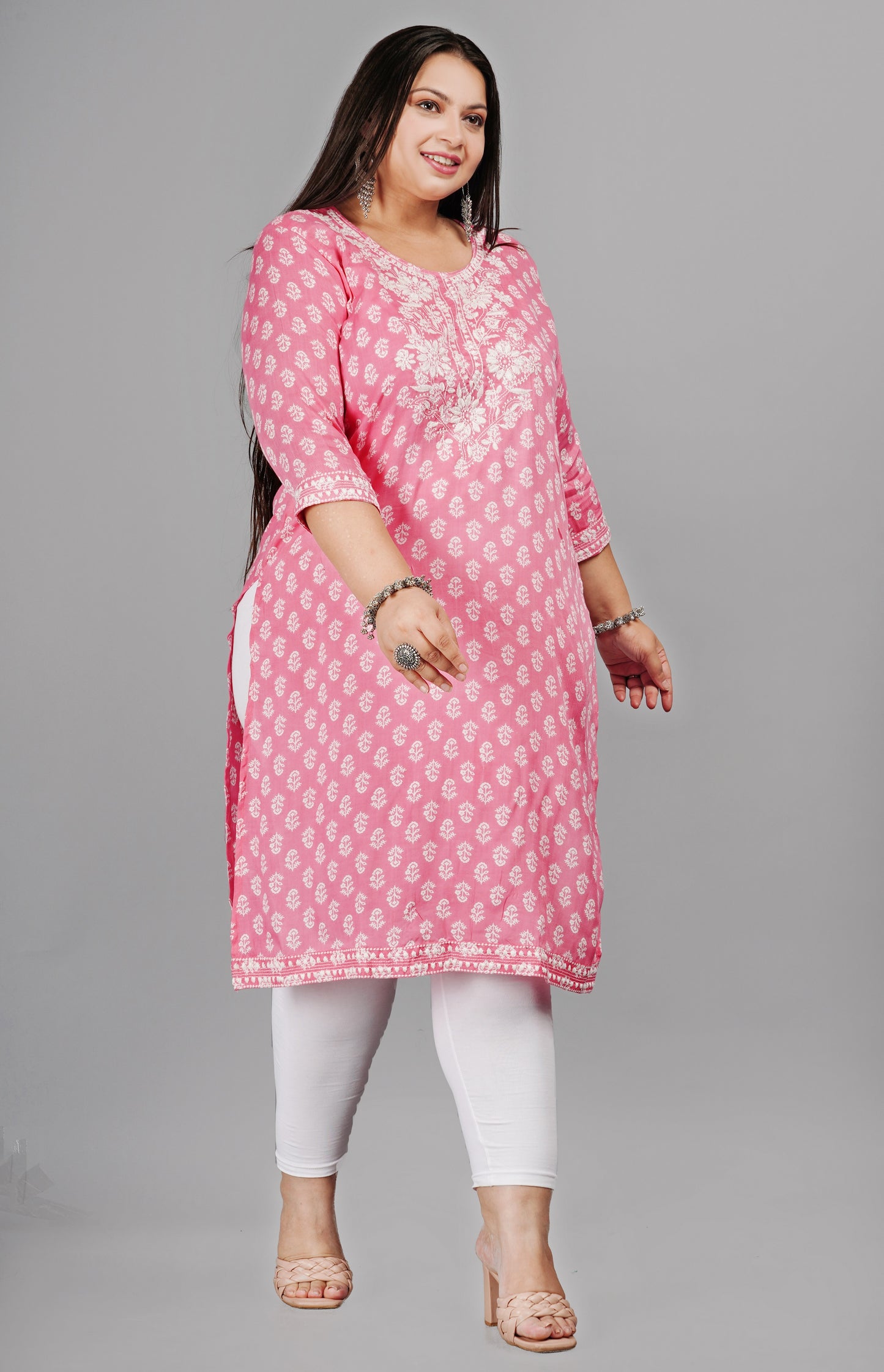 Designer Pink Embroidered Kurti
