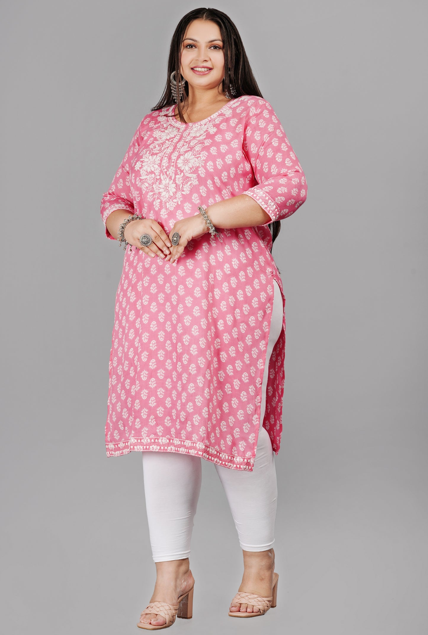Designer Pink Embroidered Kurti