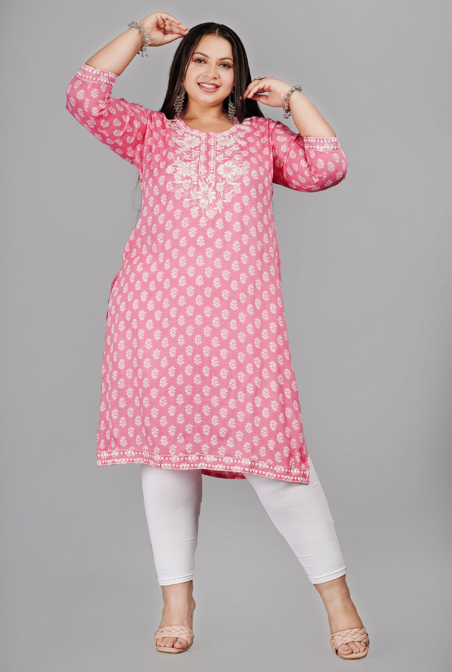 Designer Pink Embroidered Kurti
