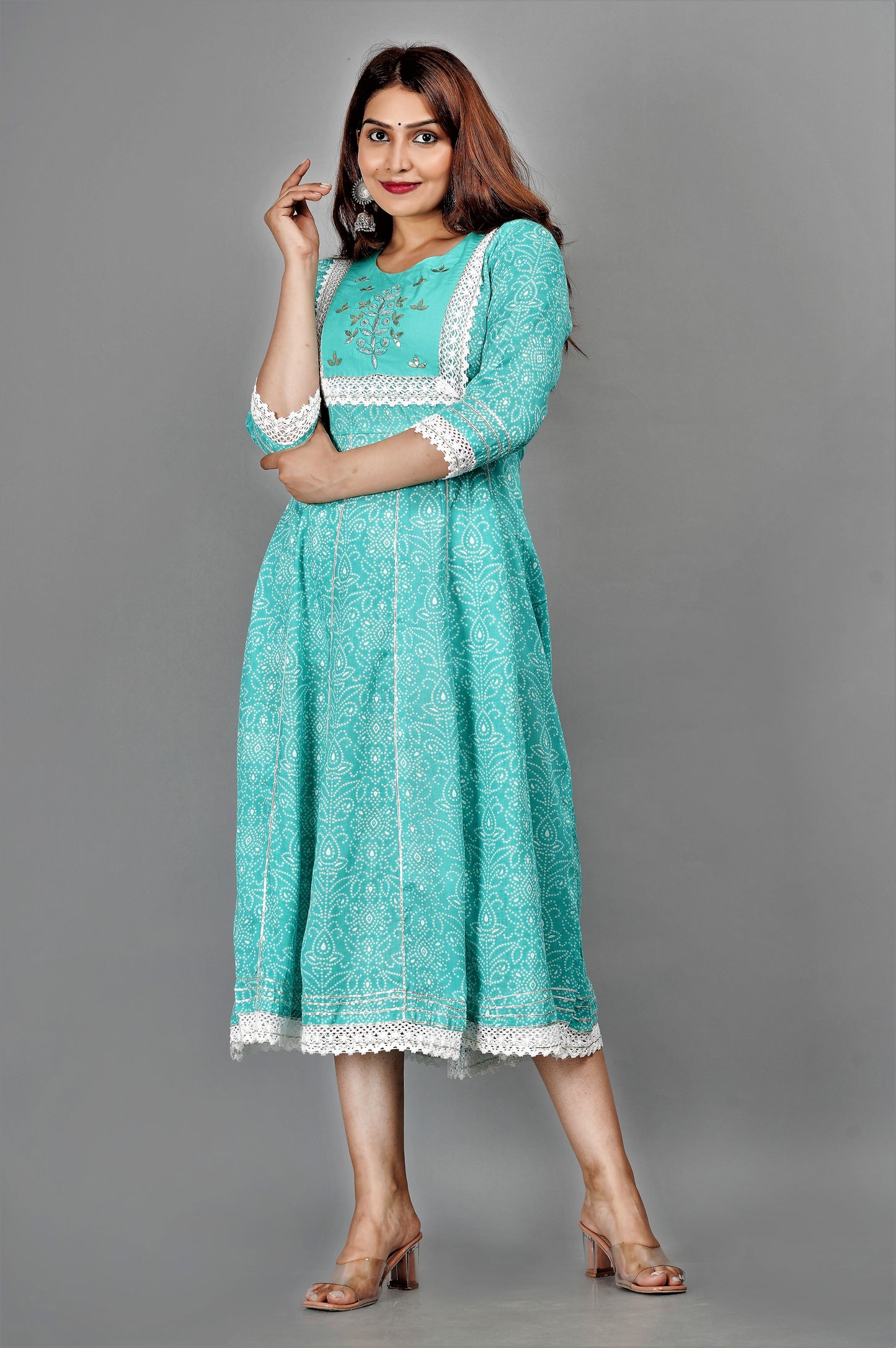 Rayon Anarkali Kurti with Handwork