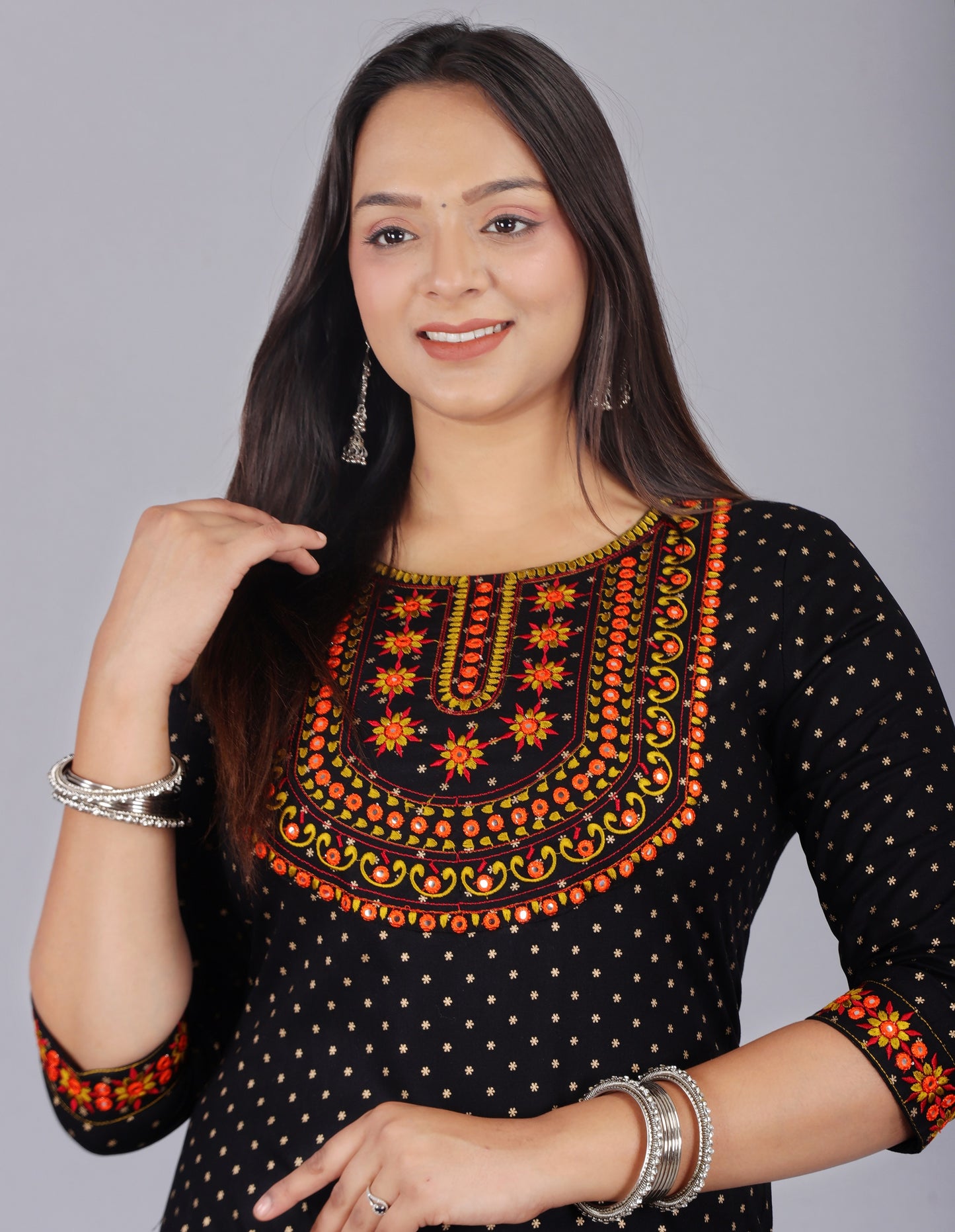 Trendy Black Embroidered Kurti