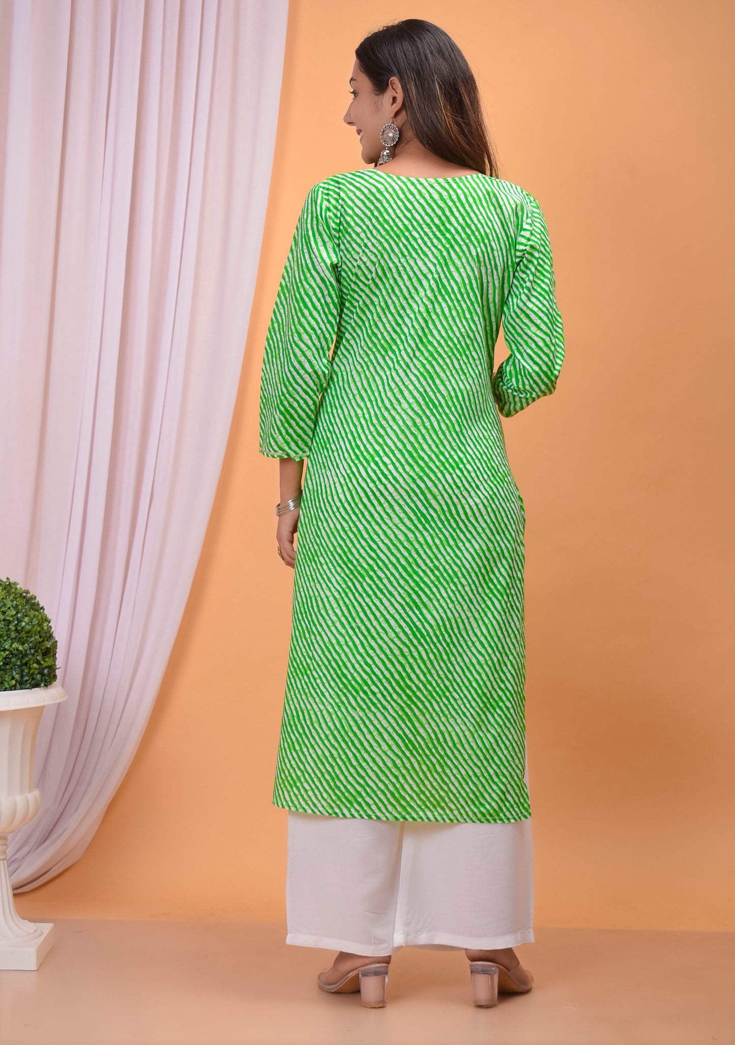 Green Jaipuri Leheria Plus size