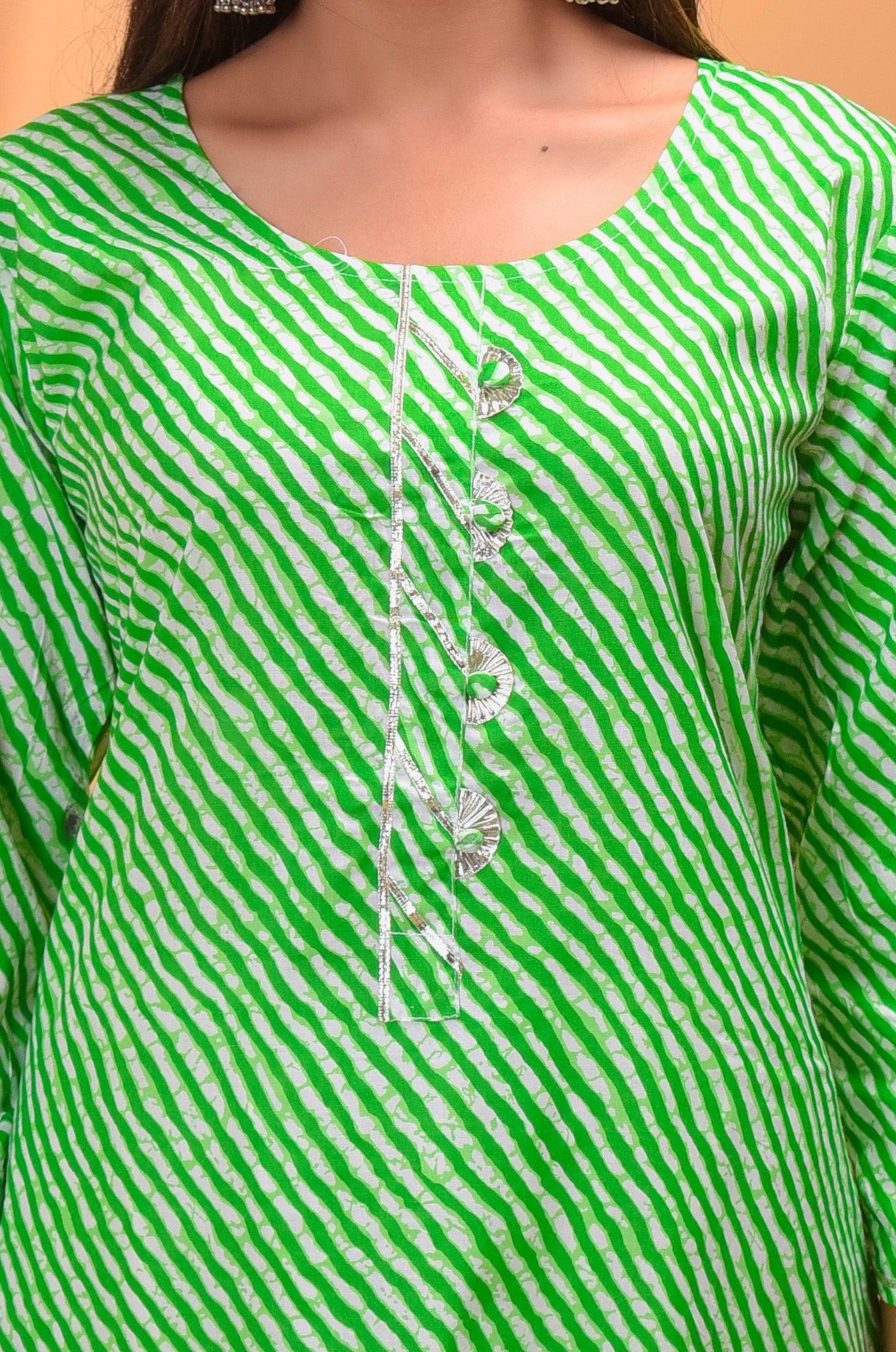 Green Jaipuri Leheria Plus size