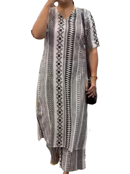 Plus size White and Black Co-ord set