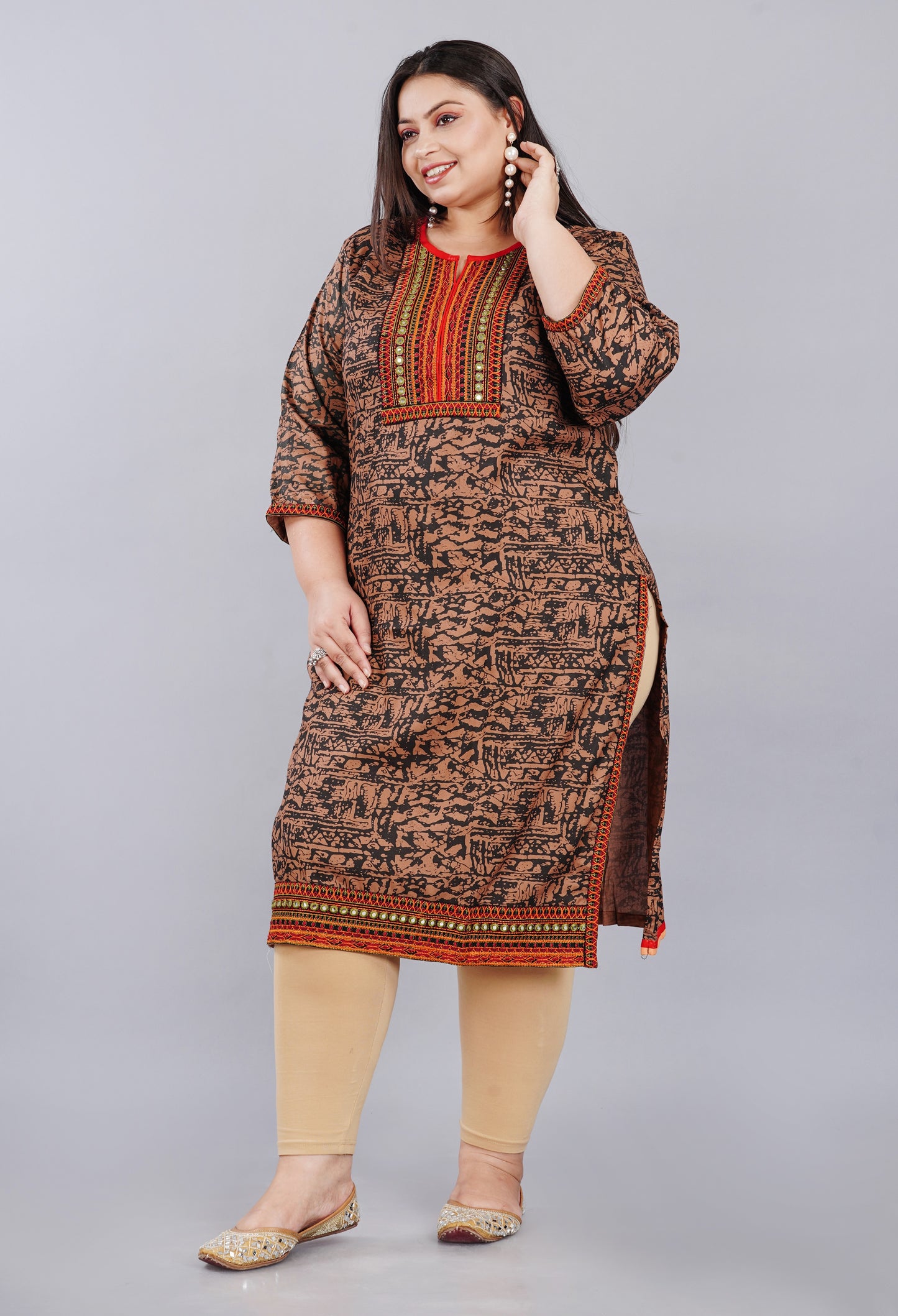 Stylish Embroidered Straight Kurti