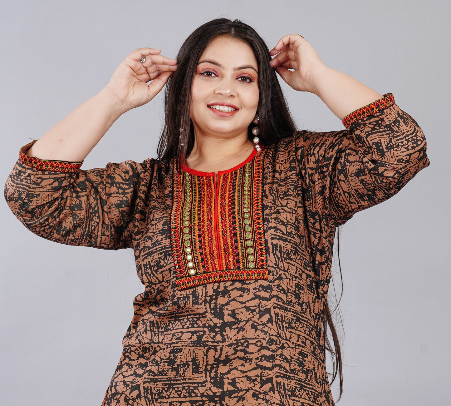 Stylish Embroidered Straight Kurti