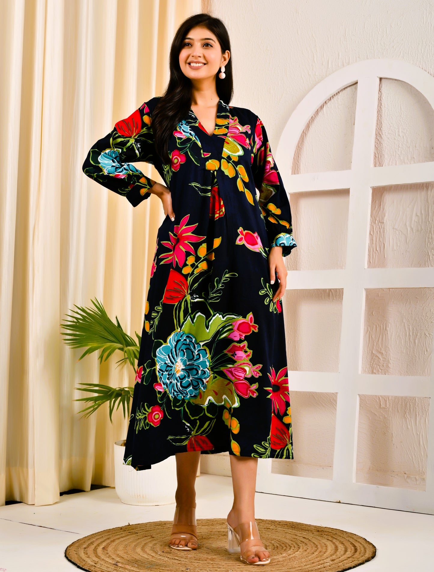 Blue Rayon designer dress