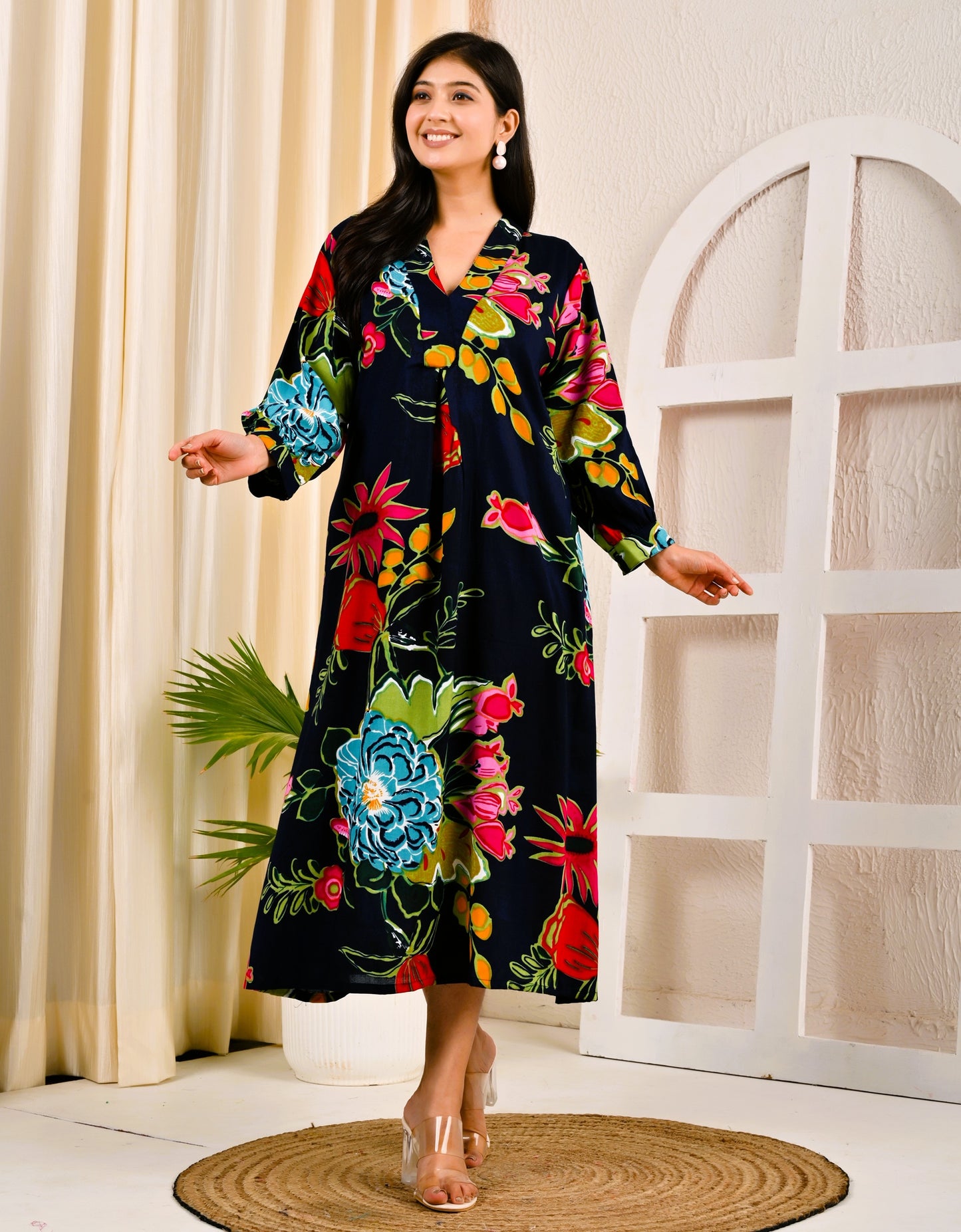 Blue Rayon designer dress