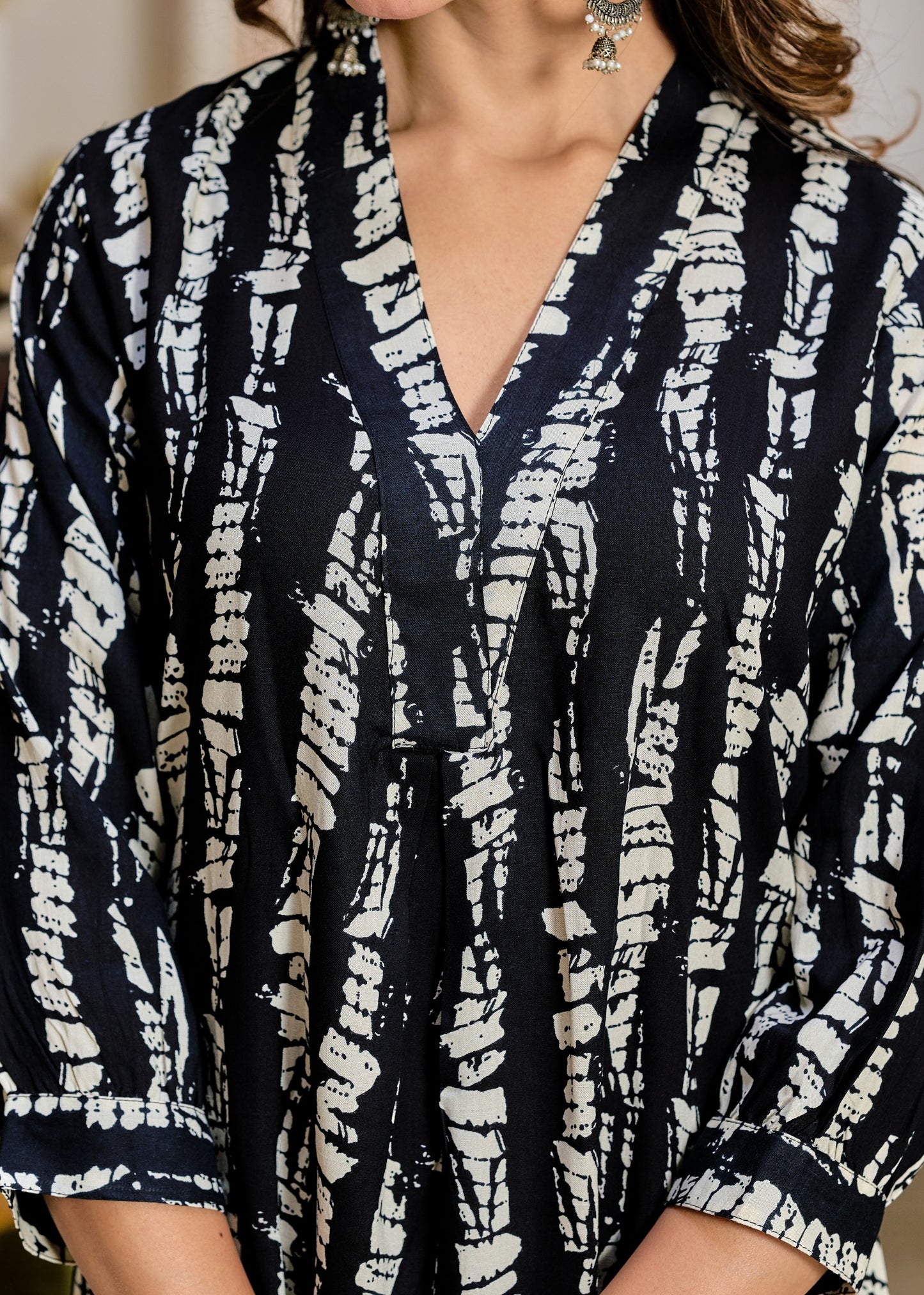 Black Stripes Rayon designer dress