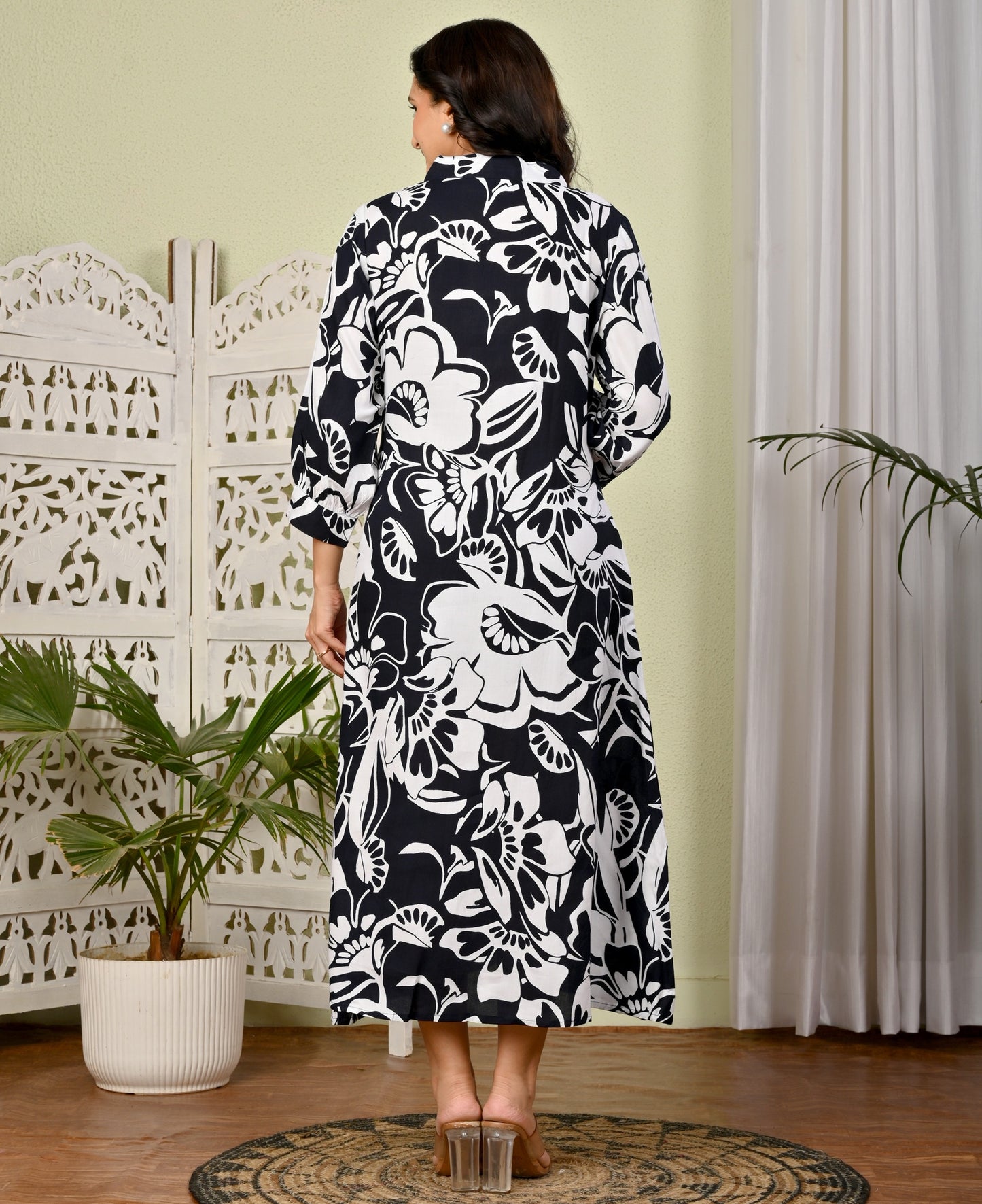 White and Blue Rayon designer dress