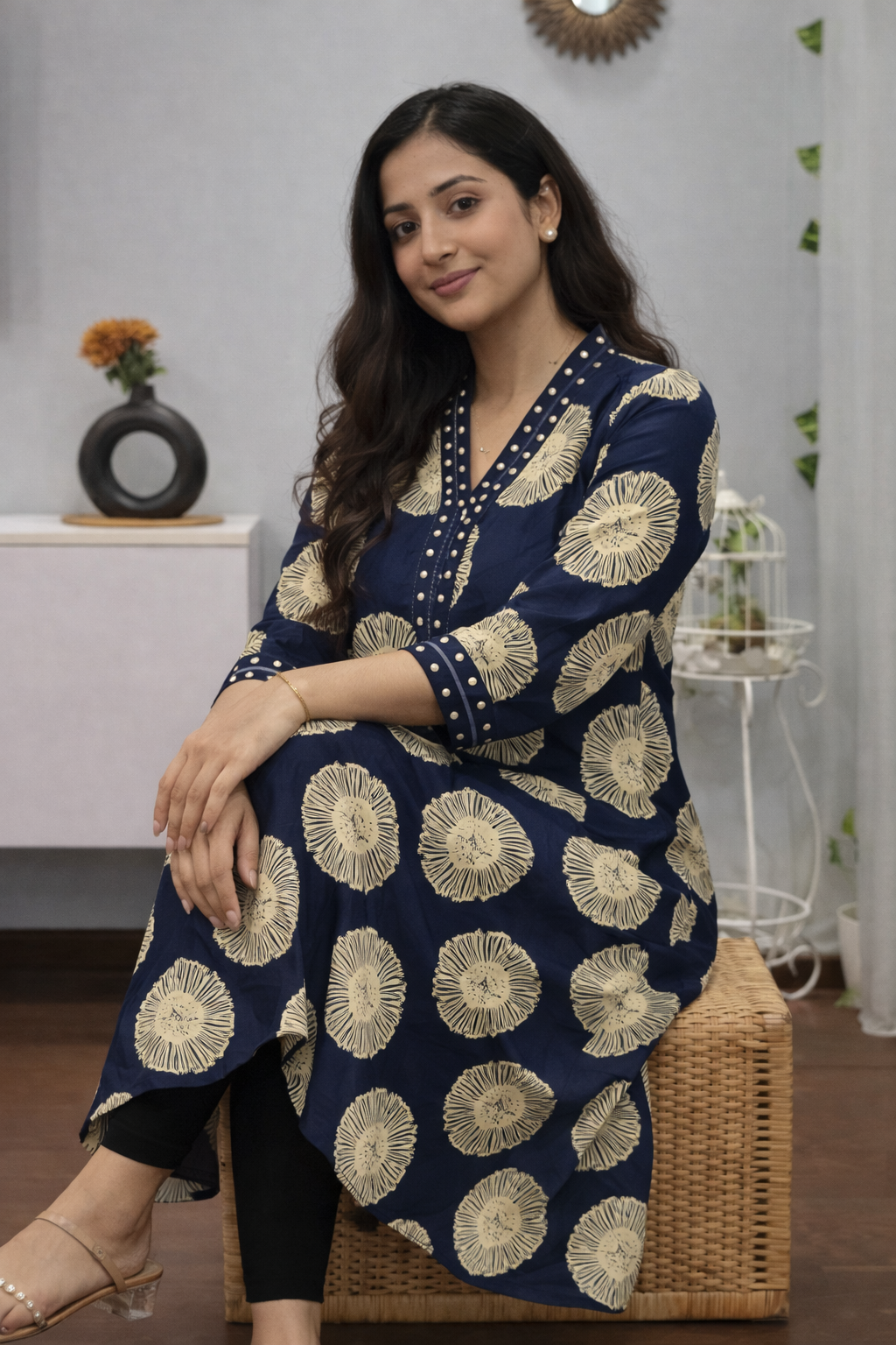 Blue Floral designer Kurti
