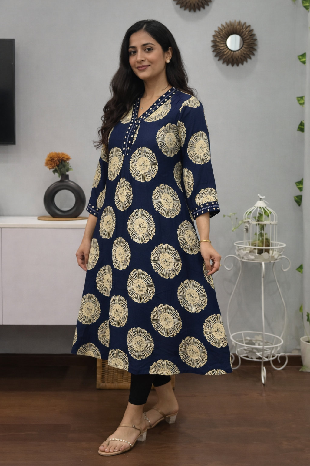 Blue Floral designer Kurti