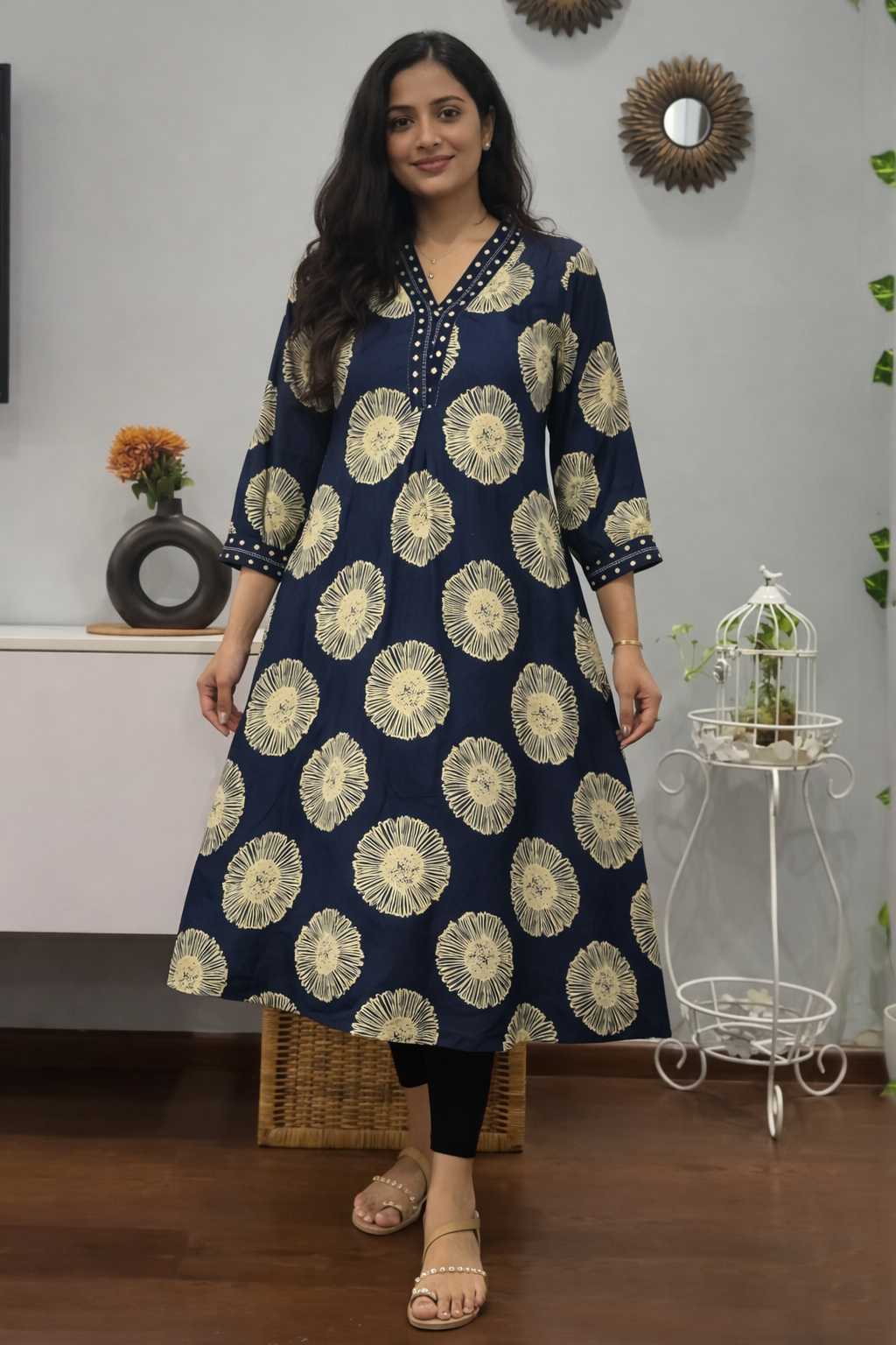 Blue Floral designer Kurti