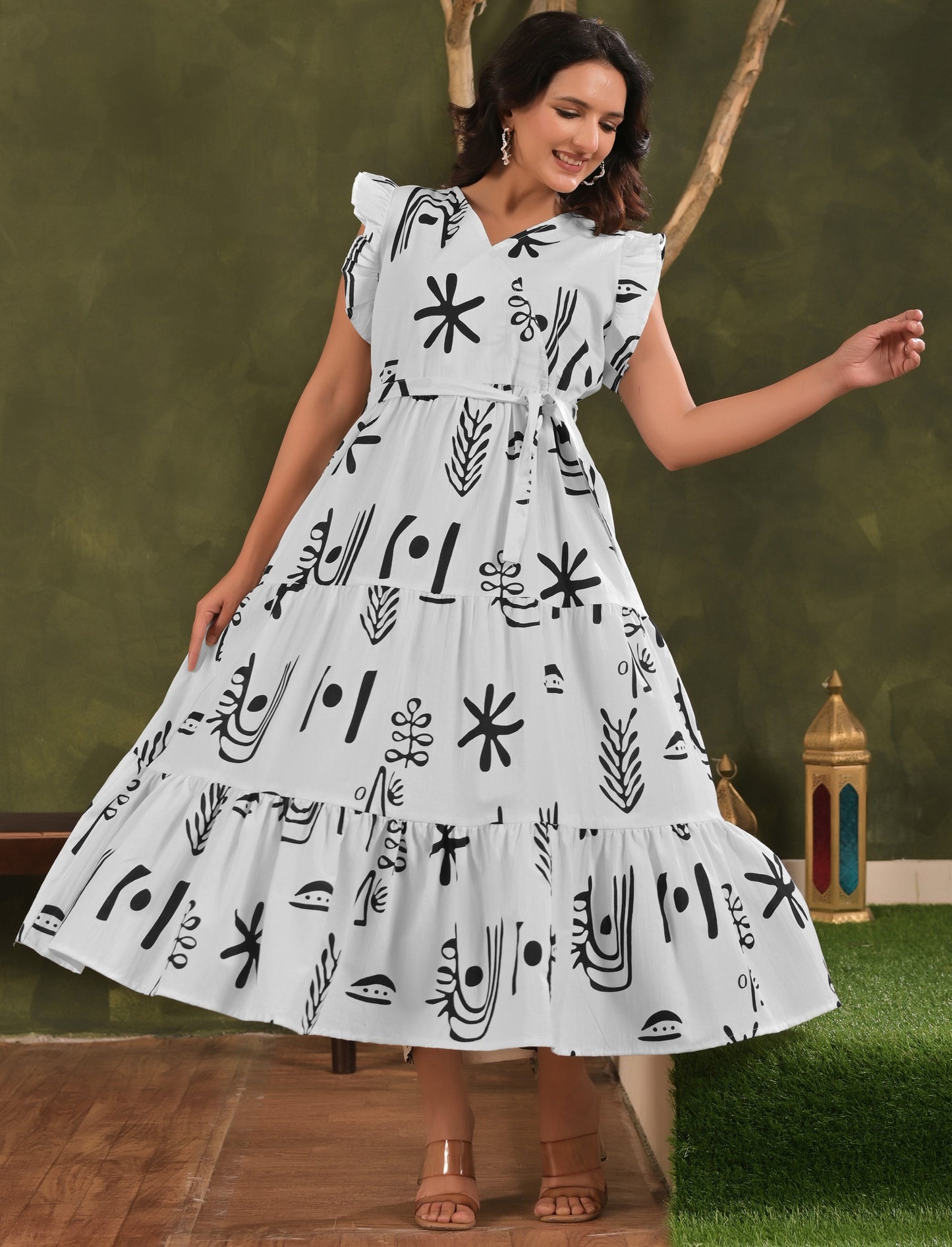 Designer Flare sleeve dress with Pocket