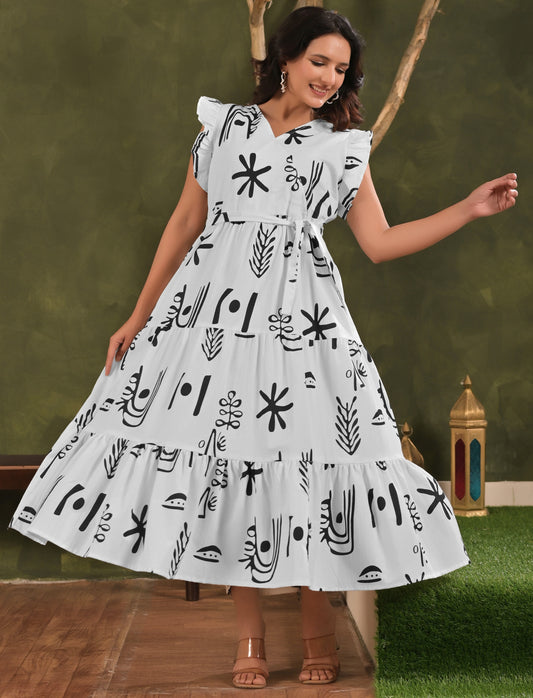 Designer Flare sleeve dress with Pocket