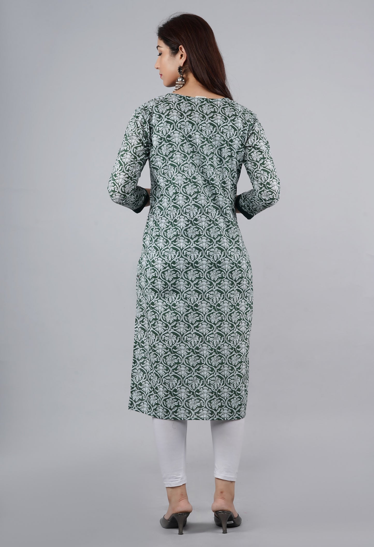 Designer Pure Cotton Green Printed Kurti