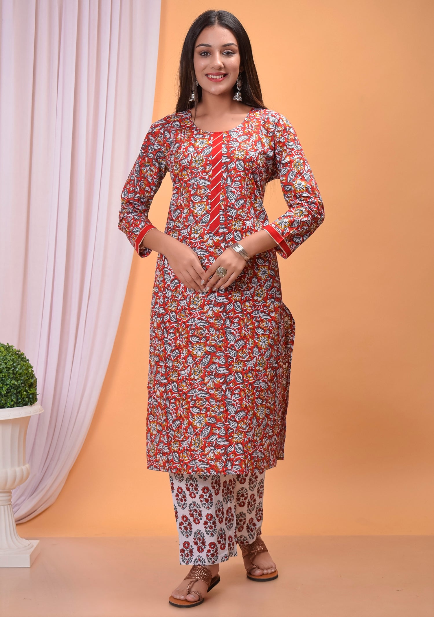 Aggregate more than 145 cotton kurti with printed palazzo super hot