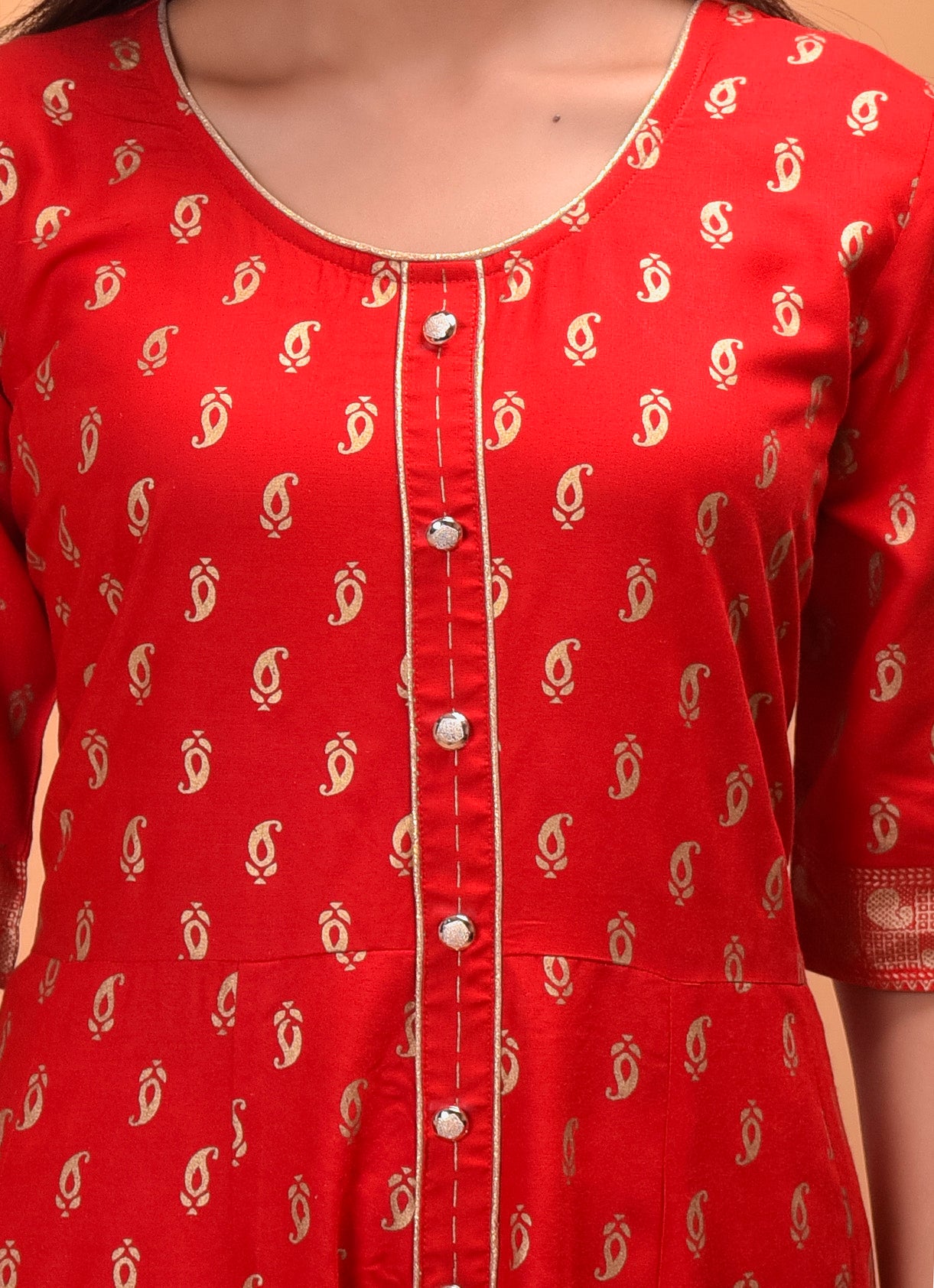 Cotton Designer Red Kurti at Rs 695 in Jaipur | ID: 2851285235555