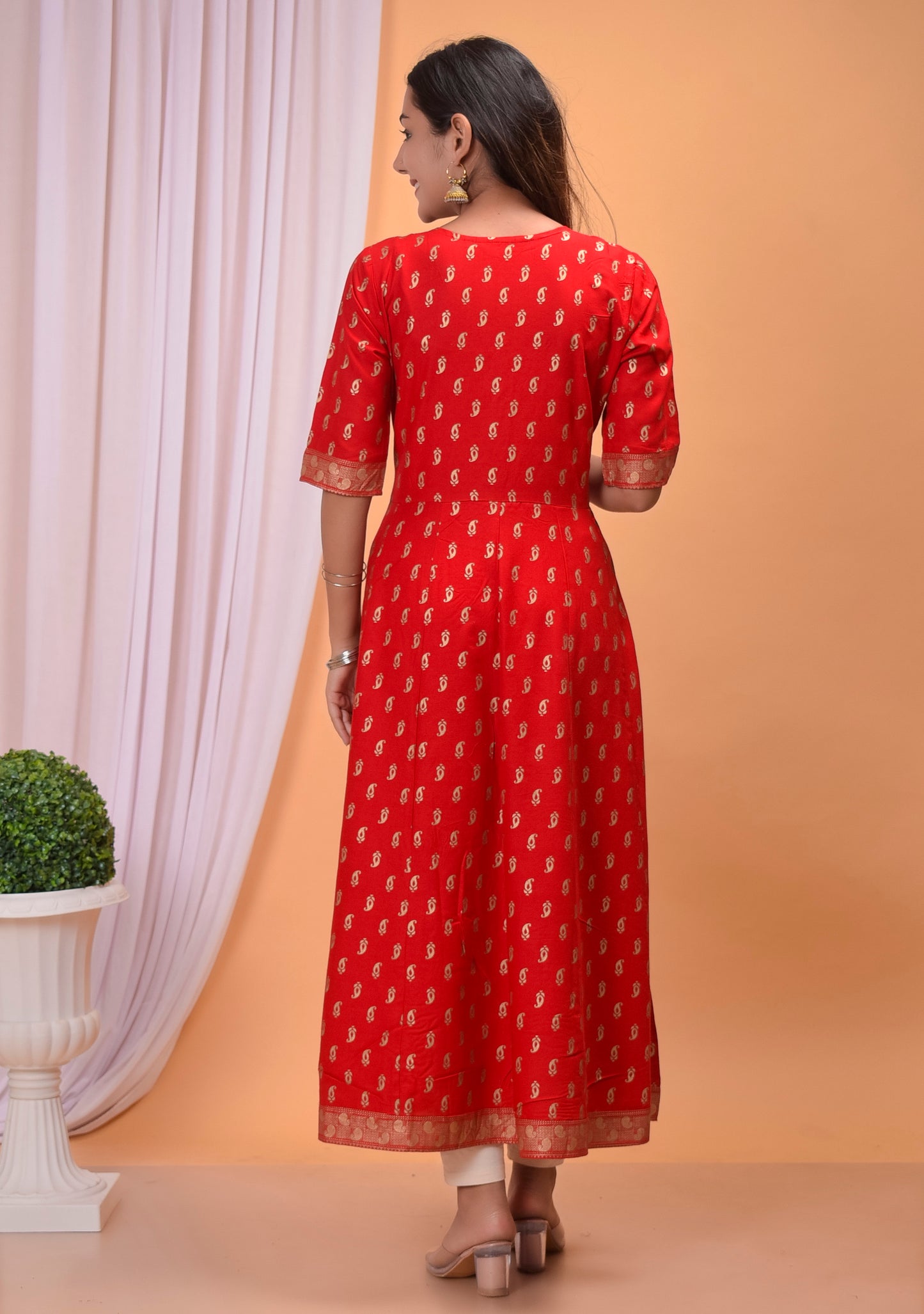 Designer Red Long Anarkali Kurti