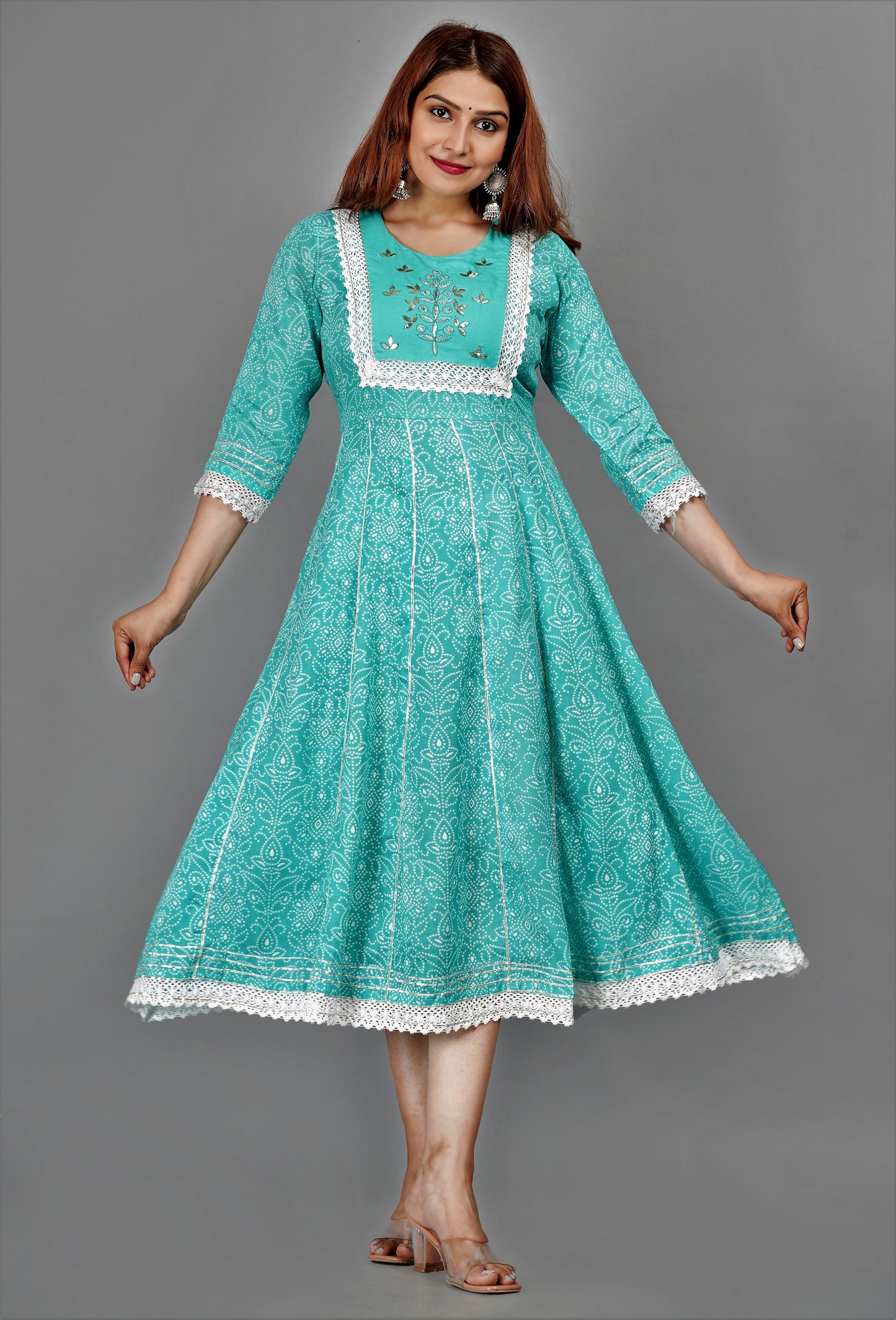 Rayon Anarkali Kurti with Handwork