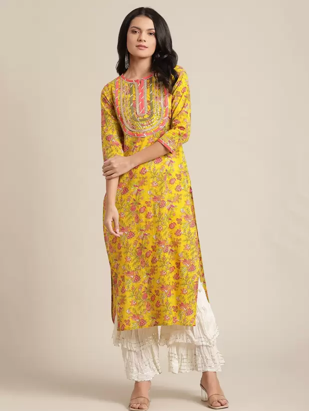 Plus Size Yellow Kurti