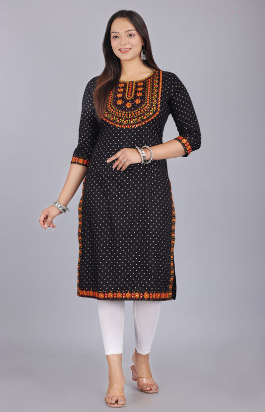 Trendy Black Embroidered Kurti