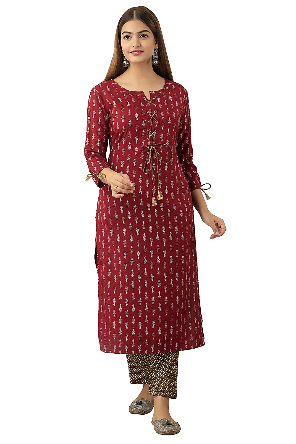 Buy CLOTERI Women's Rayon Plain 3/4 Sleeve Round Neck and Back Dori Kurti  Pant with Dupatta for Young Girl(Size-XL) Online at Best Prices in India -  JioMart.