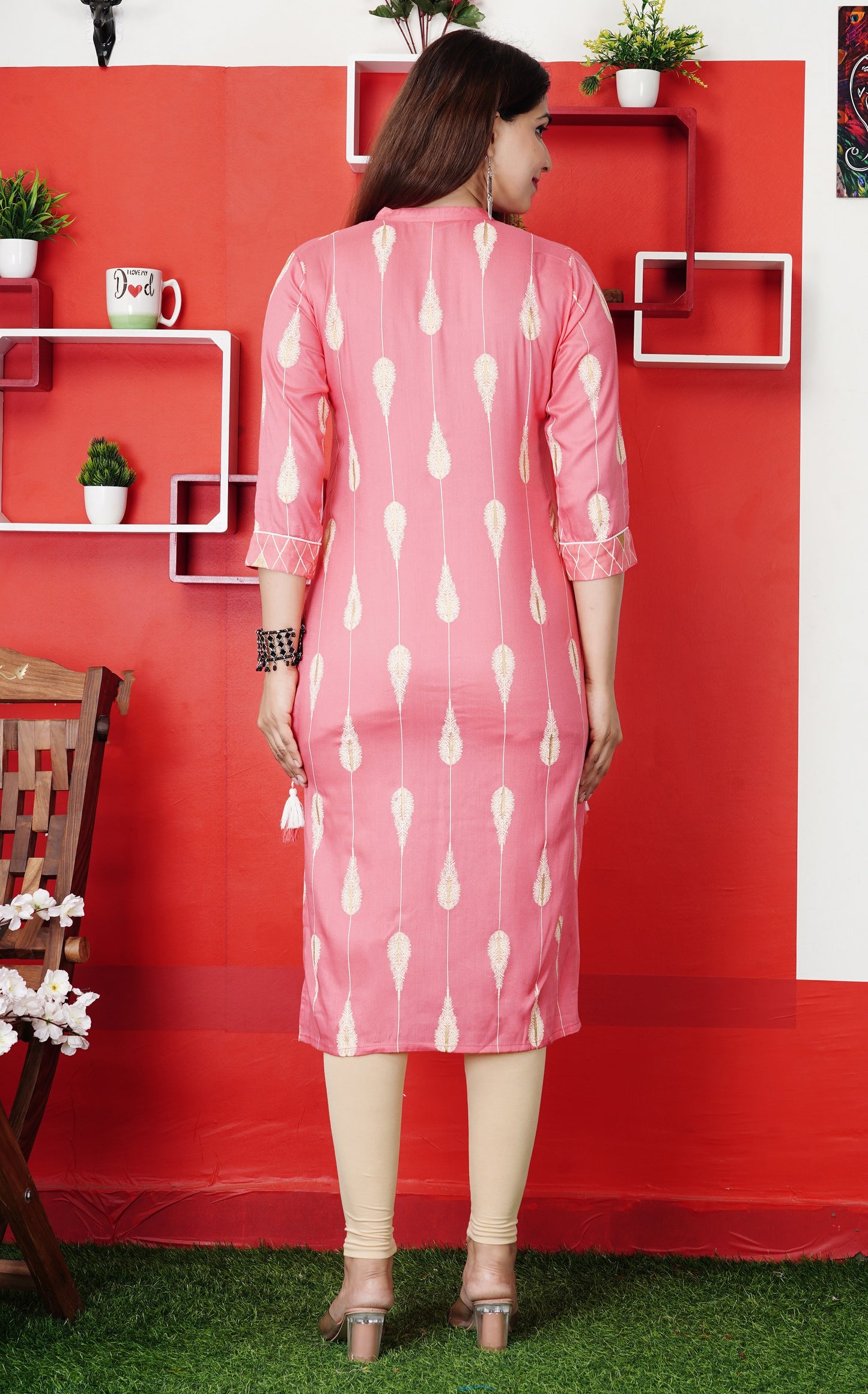 Plus Size Pink Printed Kurti