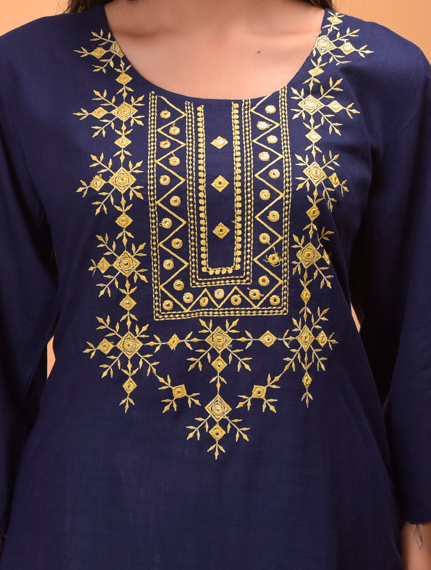 Blue Embroidered Kurta, Palazzo Dupatta Set