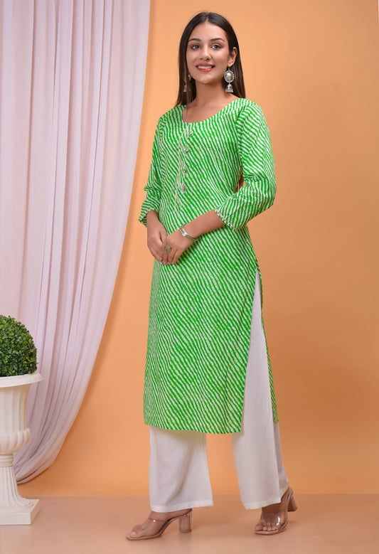 Green Jaipuri Leheria Plus size