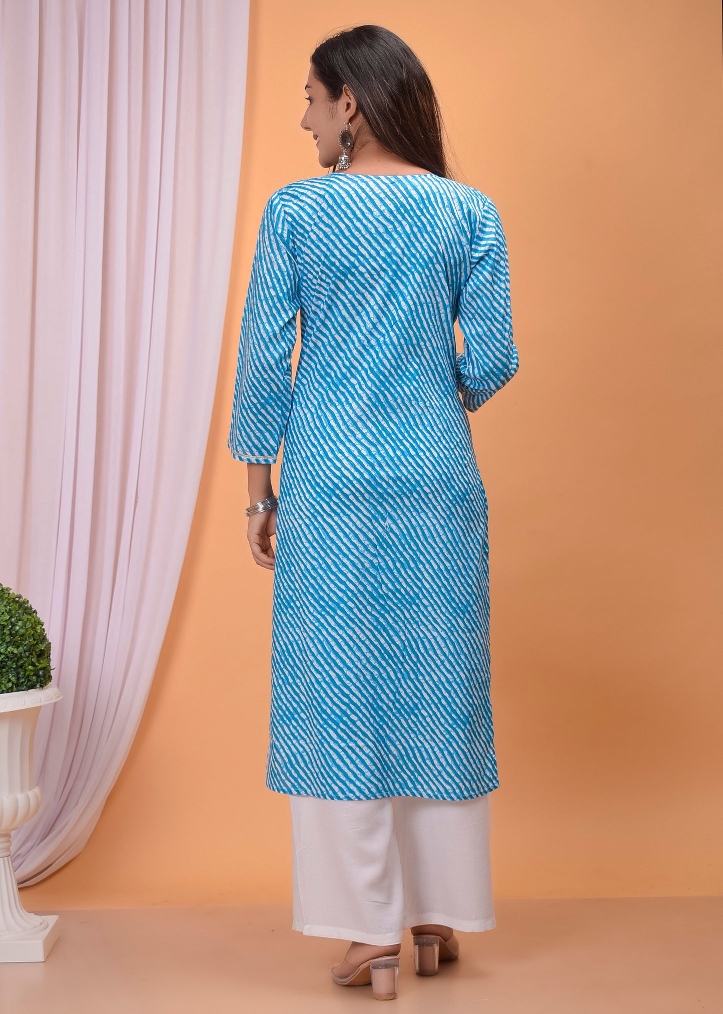 Blue Jaipuri Leheria Plus size