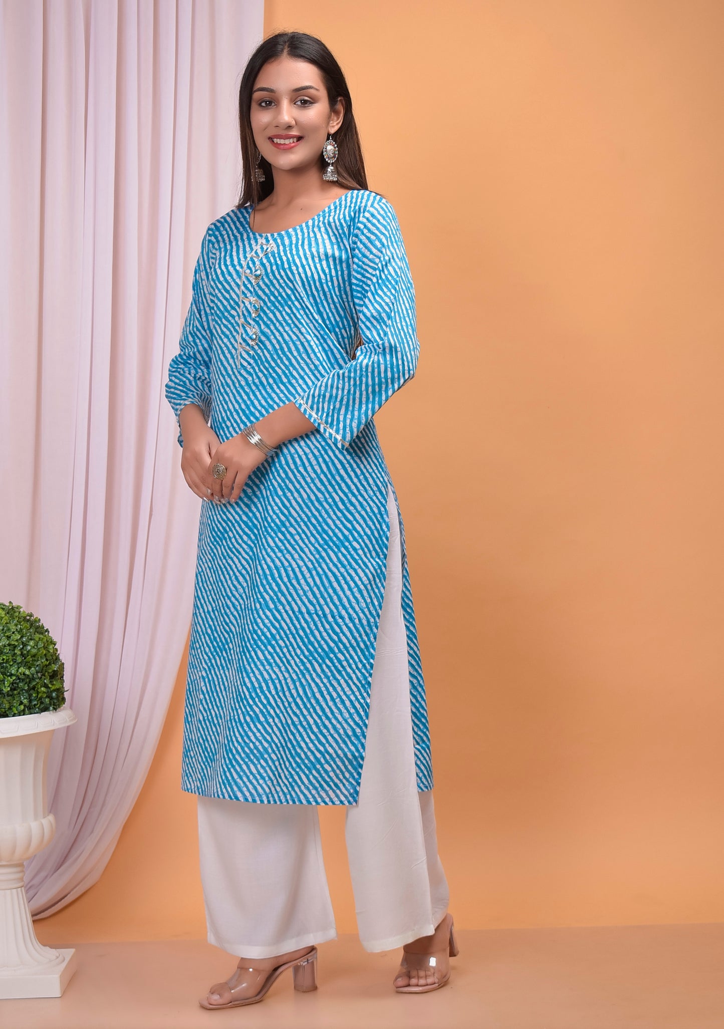 Blue Jaipuri Leheria Plus size