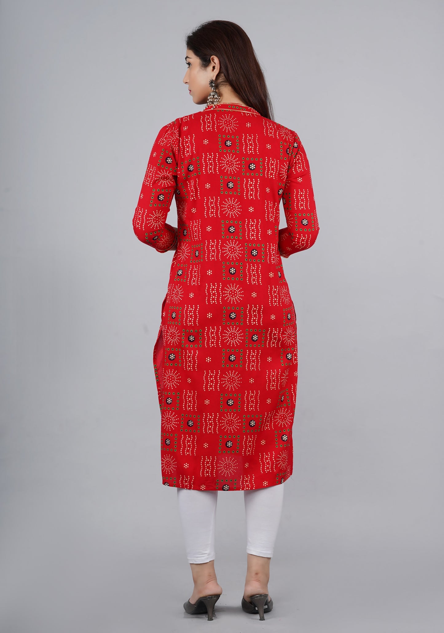 Plus size Designer Red Printed Kurti