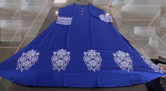 Blue Rayon Long designer dress