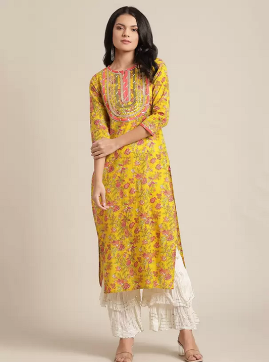 Plus Size Yellow Kurti